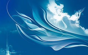 white and blue abstract art